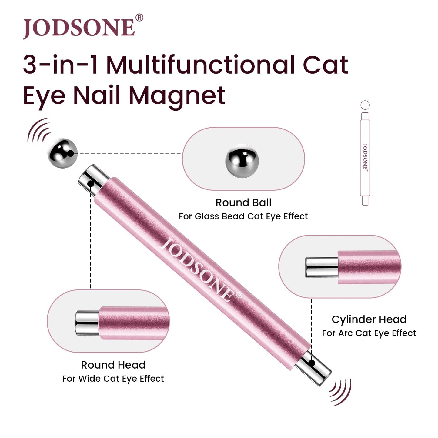 JODSONE 3-in-1 Cat Eye Magnet Nail Art Tool,Pink Gold Cylindrical & Round Ball Nail Magnet Pens, Multi-Effect Magnets for Cat Eye Gel Polish DIY at Beauty and Personal Care JODSONE