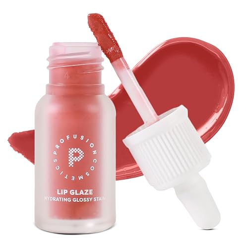 Profusion Cosmetics Lip Glaze Tinted Lip Gloss - Hydrating Lip Stain with Vitamins A & E, Buildable Color, Long Wearing Glossy Finish with Non-Sticky