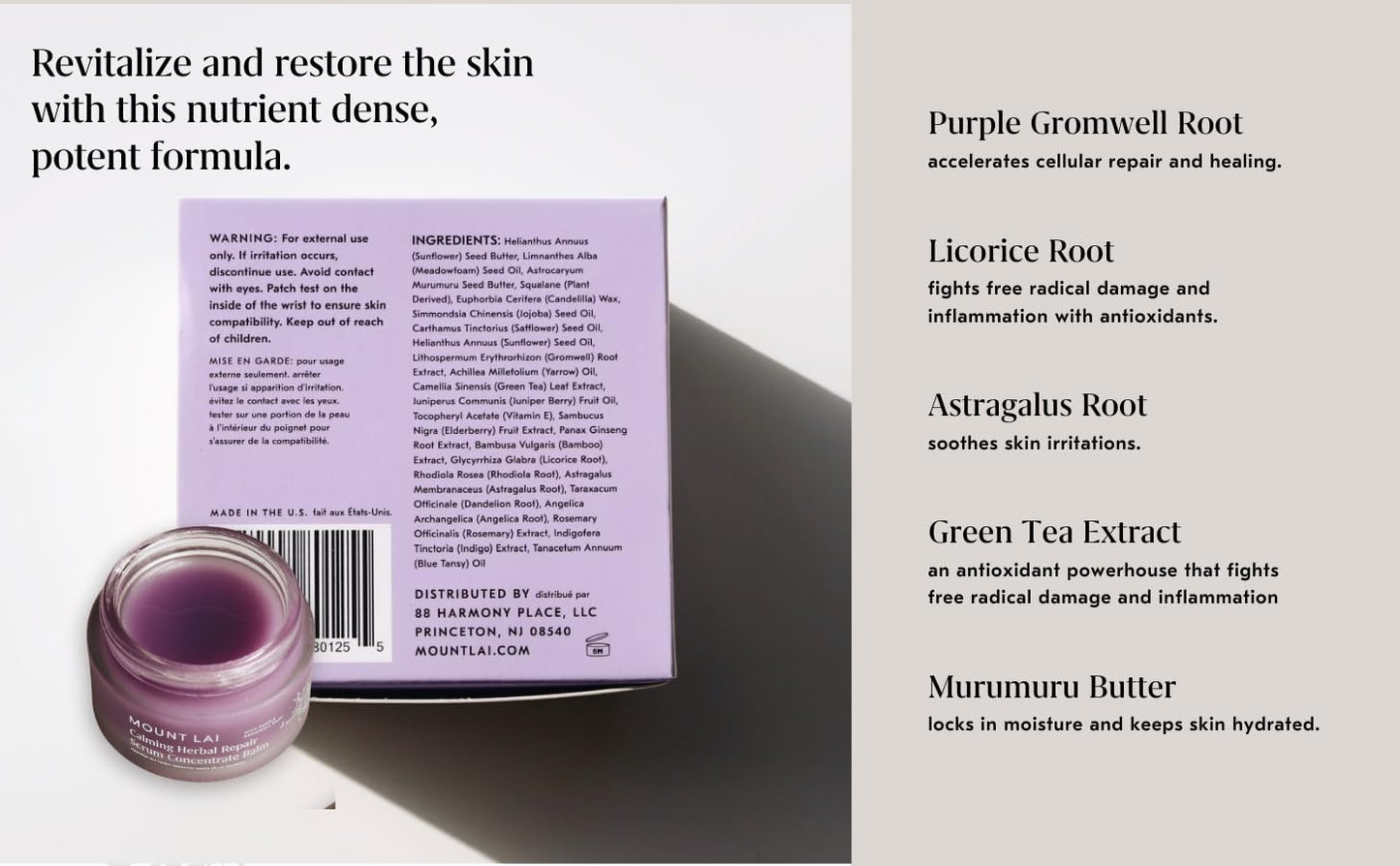 Mount Lai Calming Herbal Repair Serum Concentrate Balm, Calming Herbal Repair Balm for Gua Sha, Support Cellular Repair, Soothes & Rejuvenates Skin