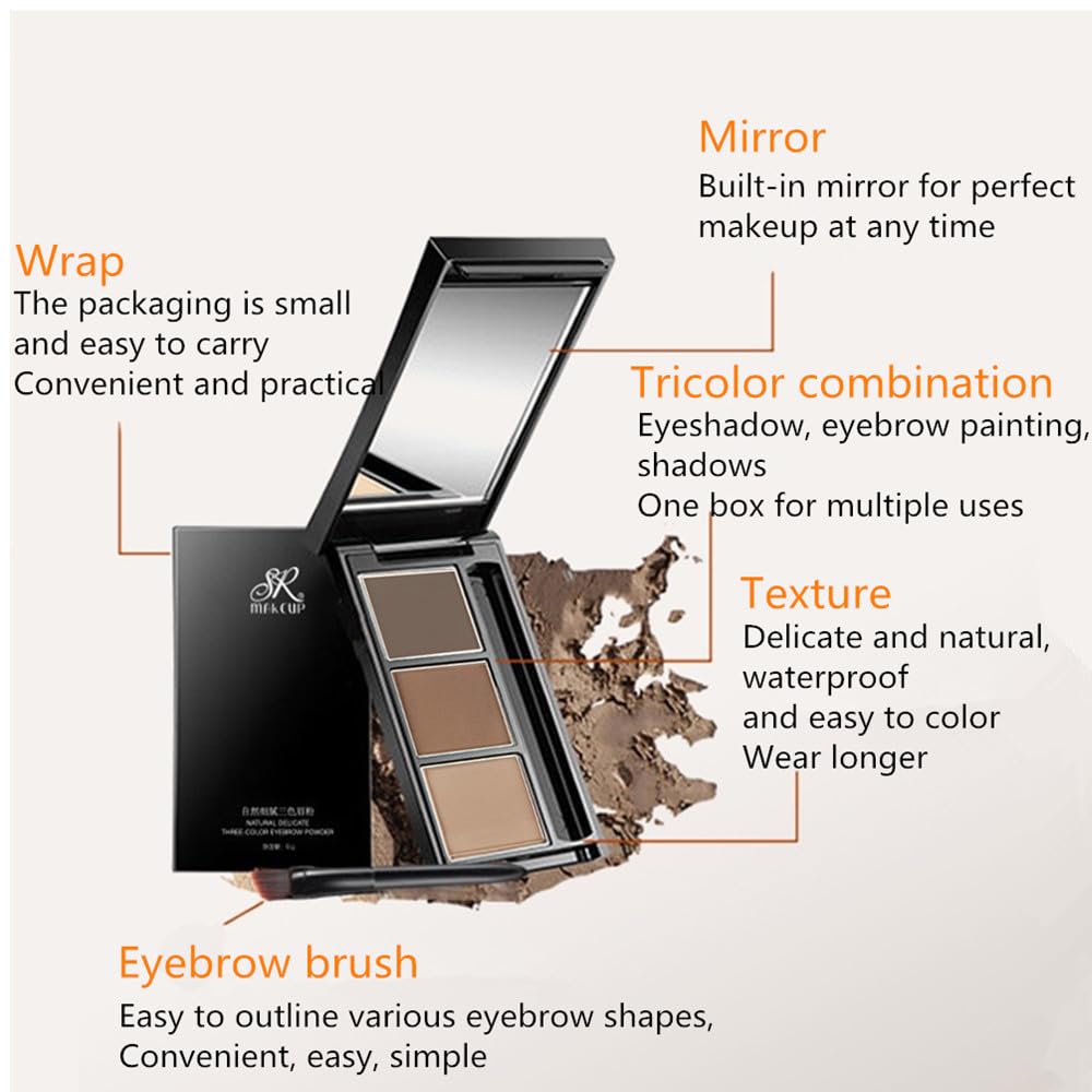 Eyebrow powder three-color eyebrow palette beauty contour eyebrow pencil professional eye makeup eyebrow filler1
