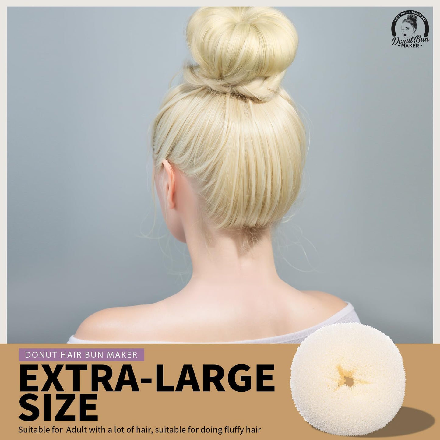 Teenitor 4pcs Hair Bun Shaper Set with Extra-large, Large, Medium, Small Donut Hair Bun Maker, 20pcs Bobby Pins, Cream Color Beauty and Personal Care Teenitor