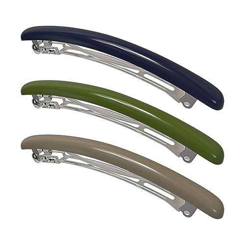 HYFEEL Skinny Hair Barrettes for Women Long Simple Acrylic French Hair Clips Elegant Classic Hairpins Steel Clip Clamp Girls Hair Accessories Navy