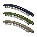 HYFEEL Skinny Hair Barrettes for Women Long Simple Acrylic French Hair Clips Elegant Classic Hairpins Steel Clip Clamp Girls Hair Accessories Navy