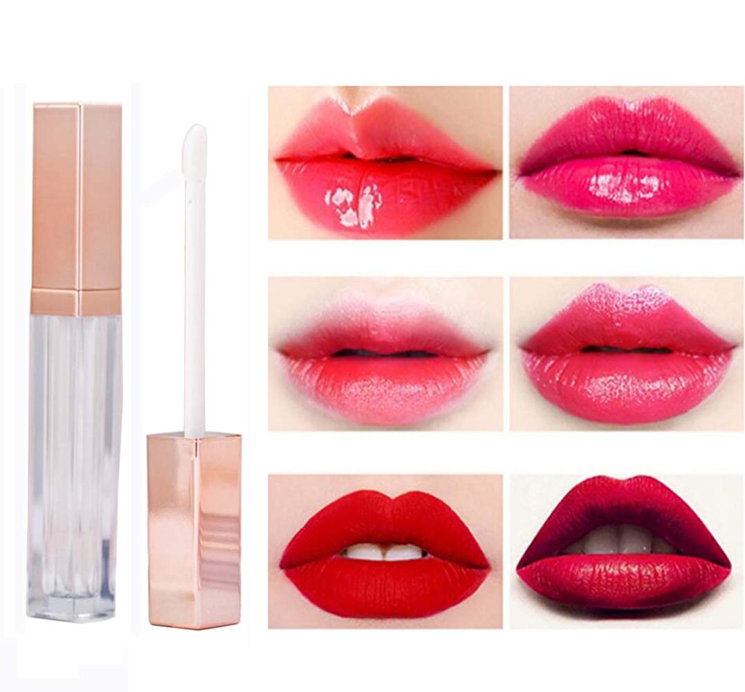 NATUWORLD 6PCS 5ml/0.17oz Empty Lip Gloss Tubes Containers with Brush Applicator and Rose Gold Lid Lip Balm Bottle Pipe Containers for DIY Lipstick