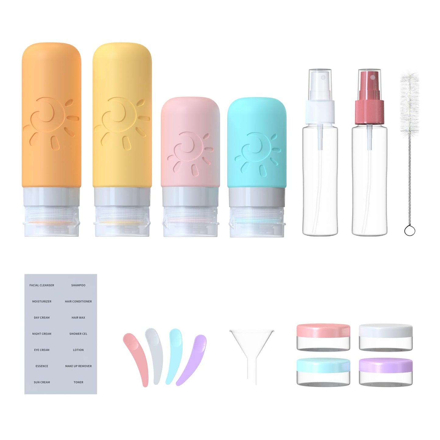 Zafit 18 Pack travel Bottles for Toiletries, TSA Approved Silicone Travel Containers Leak Proof Refillable Travel Accessories for Shampoo Conditioner Beauty and Personal Care Zafit