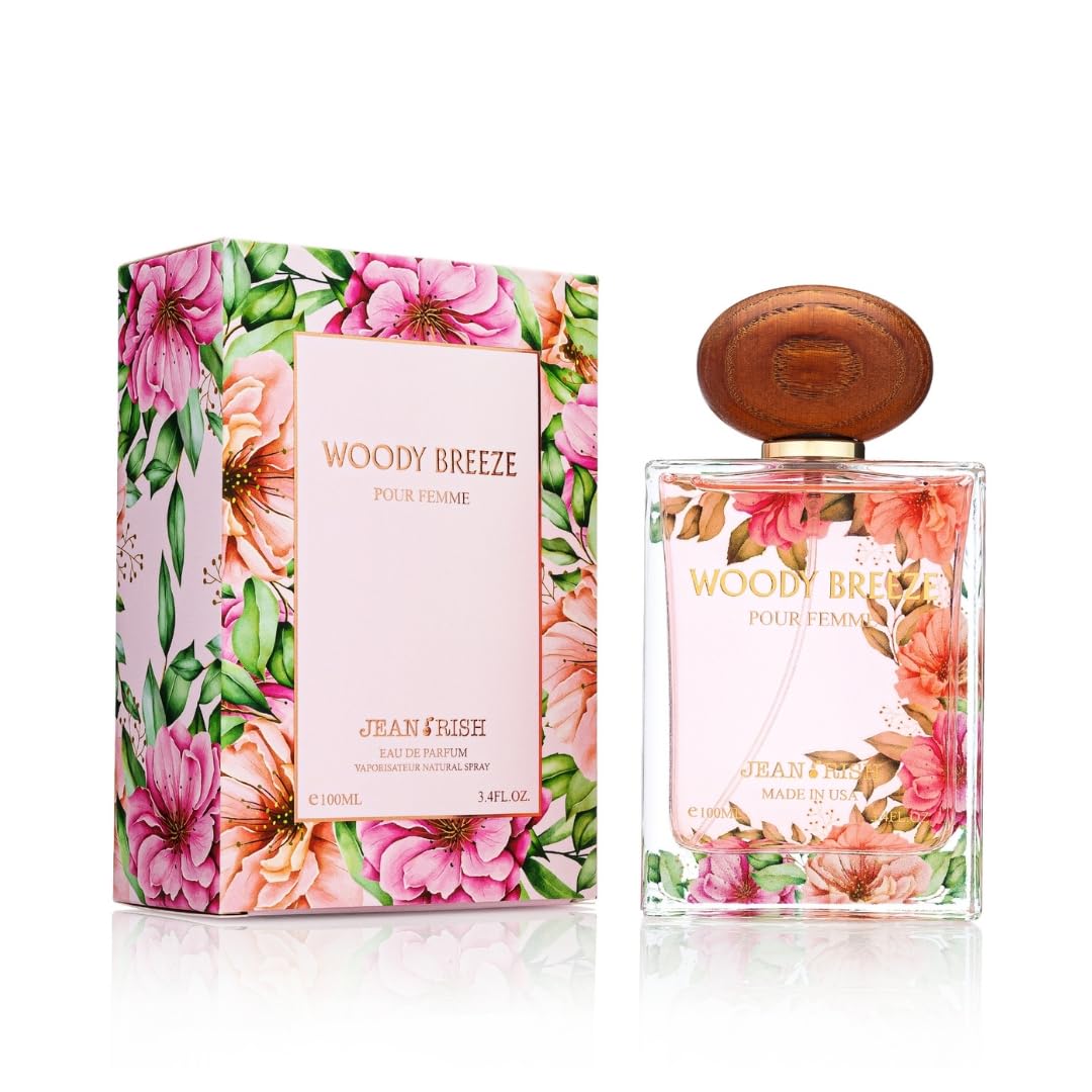 Jean Rish Woody Breeze Perfume for Women Eau De Parfum, Long-Lasting Luxury Fragrance, Made In USA - Pear, Jasmine, Iris, Vanilla, Patchouli Scent -