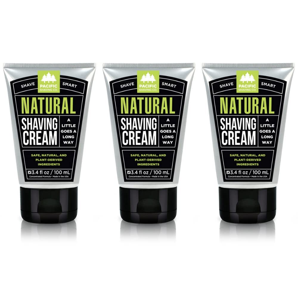 Pacific Shaving Company Natural Shaving Cream - Shea Butter + Vitamin E Shave Cream for Hydrated Sensitive Skin - Clean Formula for Smooth
