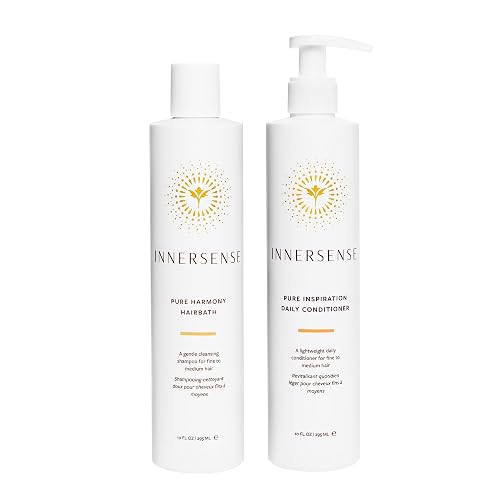 INNERSENSE Organic Beauty - Pure Harmony Hairbath Shampoo + Inspiration Conditioner Duo | Non-Toxic, Cruelty-Free, Clean Haircare (10 fl oz each)