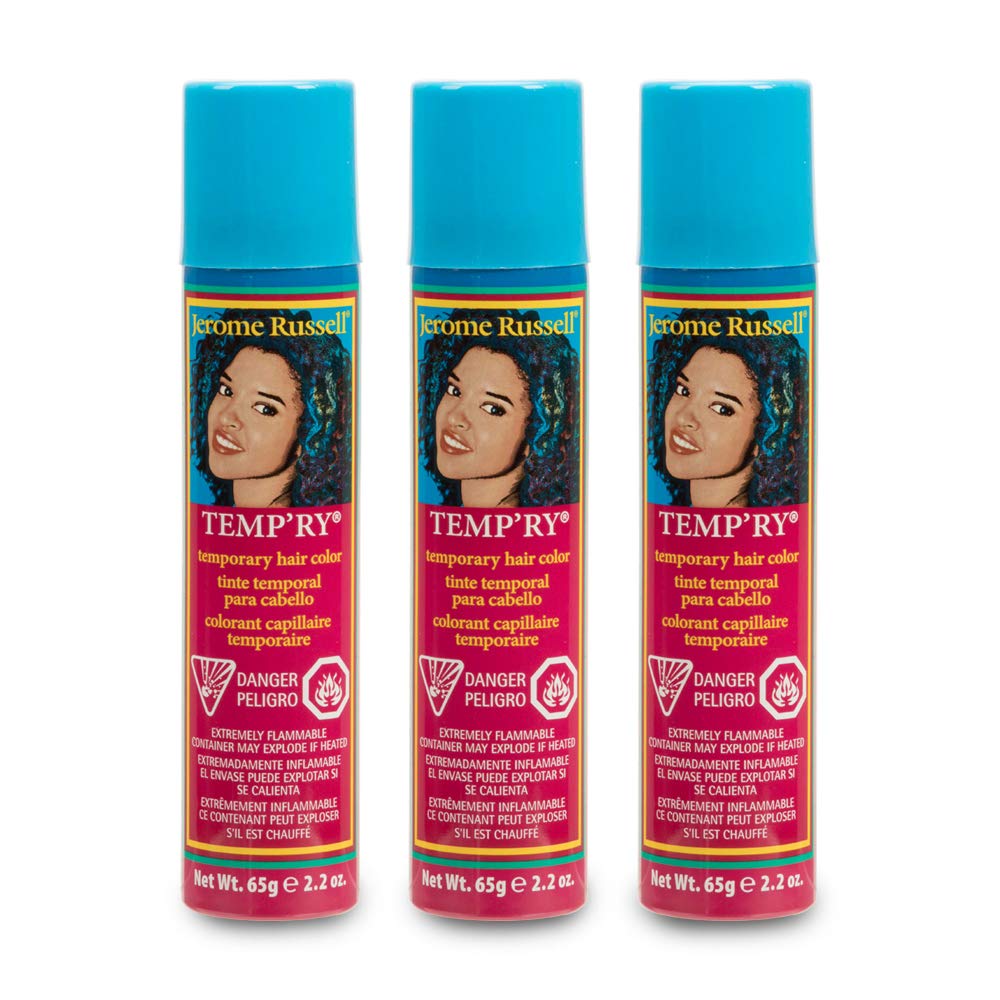 Jerome Russell Temp’rye Silver Temporary Hair Color Spray - Intense Spray-On Fast-Drying Non-Sticky, Cruelty-Free BPA-Free, 2.2 oz, 3 Pack