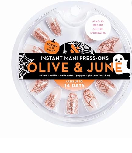 Olive & June Instant Mani Medium Almond Press-on Nails, Glitter Spiderwebs, 42 Pieces Beauty & Personal Care Olive & June