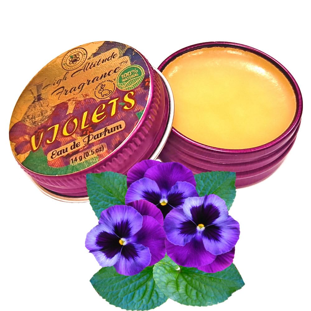 VIOLETS Perfume - Eau de Parfum - Solid Balm - Natural Essential Oils Aromatherapy Fragrance (Viola Odorata, Orris, Lavender, Heliotrope, Hyacinth