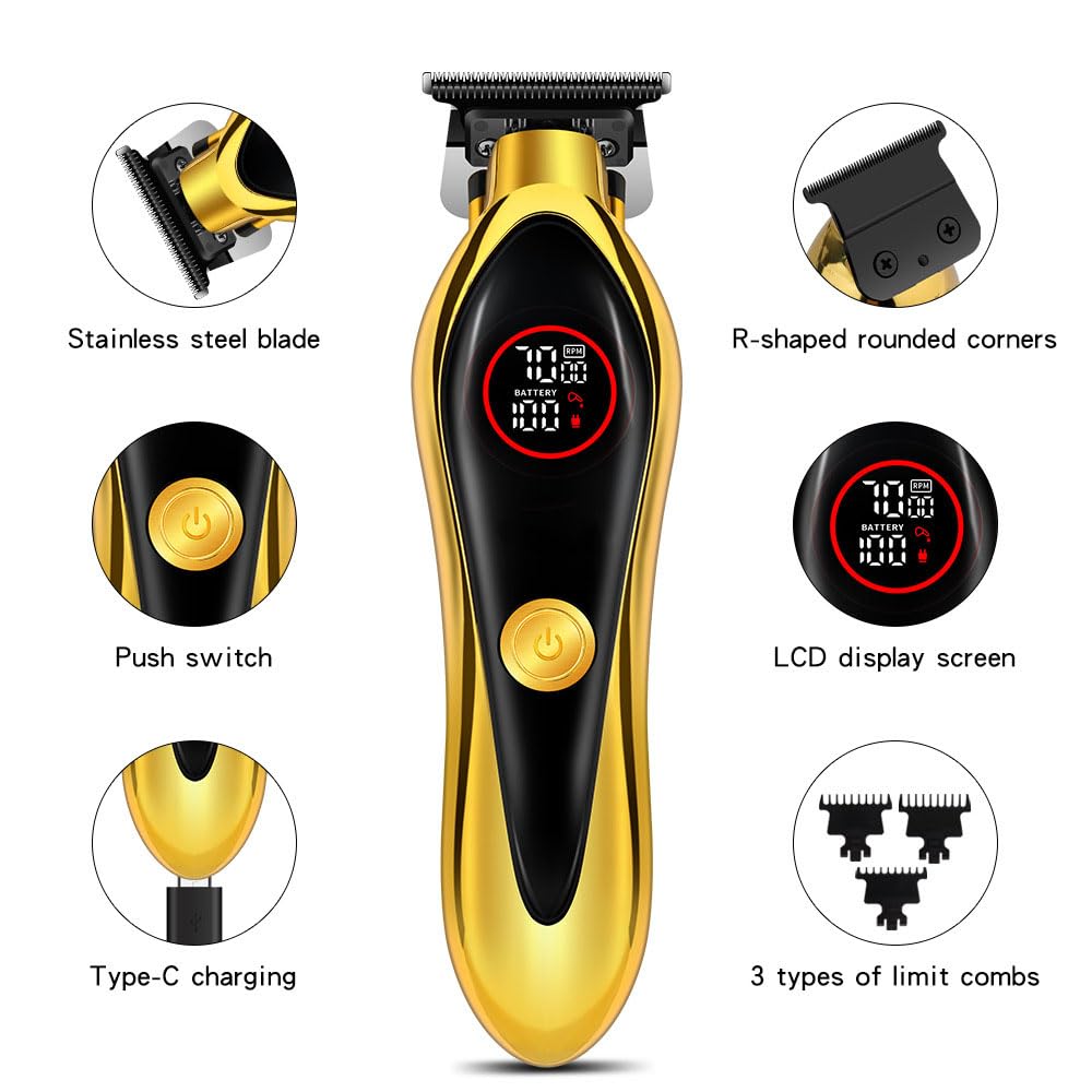 GLESVOWIO Professional Hair Clippers for Men Cordless Hair/Beard Trimmers Kit with LED Display. Powerful Motor Electric Haircut Grooming Ideal Beauty and Personal Care GLESVOWIO