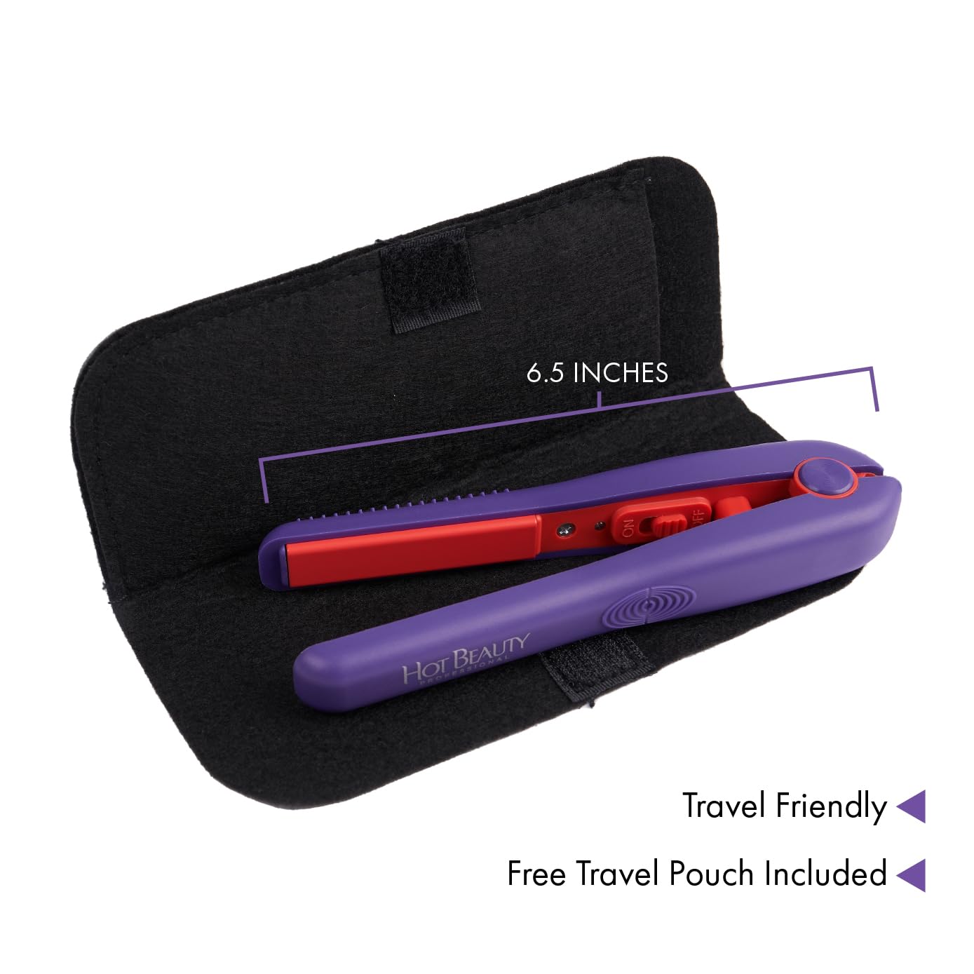 Hot Beauty Professional Ceramic Mini Flat Iron 1/2", Anti-Frizz, Fast Heating, Versatile Styling for Curly & Straight Hair, Ideal for Traveling
