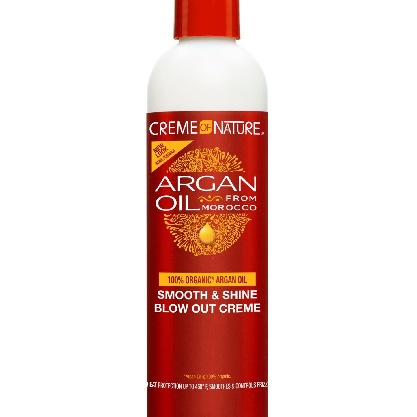 Creme of Nature Argan Oil Smooth & Shine Blow Out Creme, Heat Protectant up to 450°F, Frizz Control, Lightweight Styling Cream with Shine, 7.6 oz