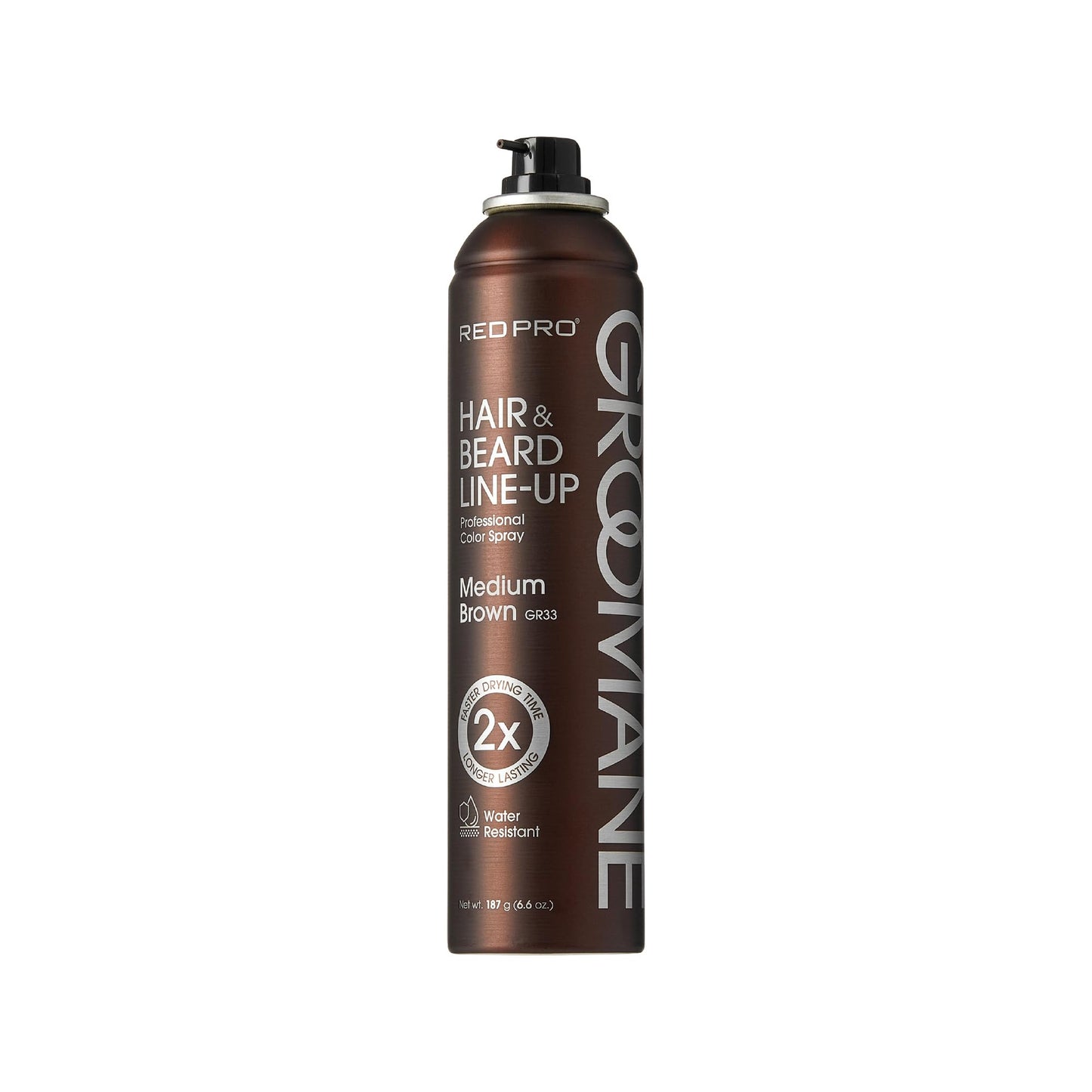 RED Pro GROOMANE Temporary Color Spray for Hair & Beard Line-Up, Barber Grade, Quick-Drying, 2X Longer-Lasting (Up to 20 Washes), Precision Nozzle, No