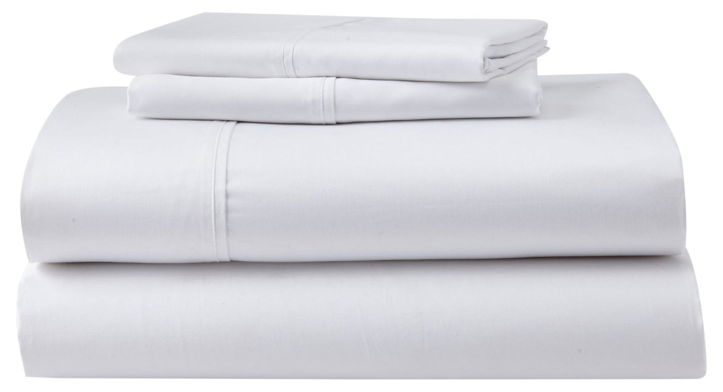 GhostBed Queen Cooling Supima Cotton and Tencel Luxury Sheet Set - Wrinkle Resistant with Deep Pockets, 4 Piece, White