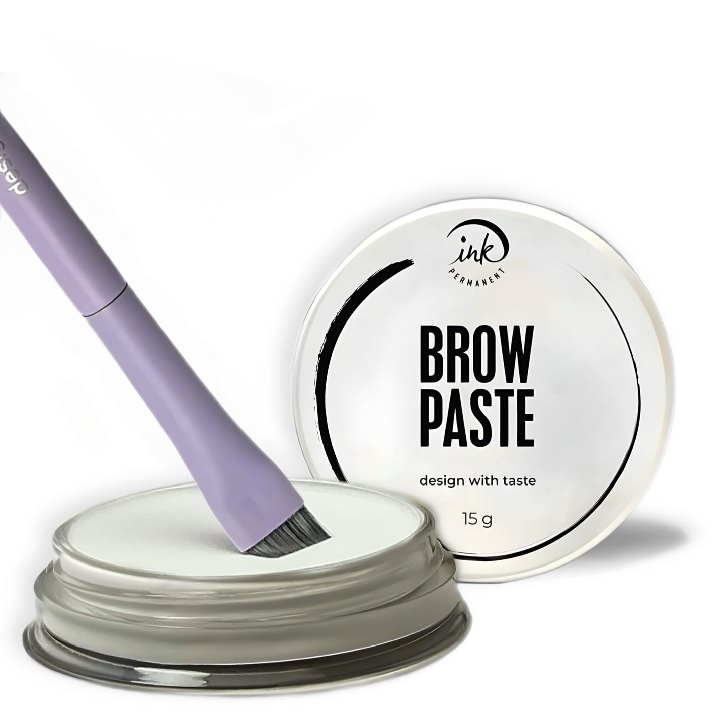 Ink Permanent Eyebrow Mapping Kit with Setting Powder, Eyebrow Brush and Brow Paste, Brow Mapping Tool, White Paste for Outlining & Fixation Powder…