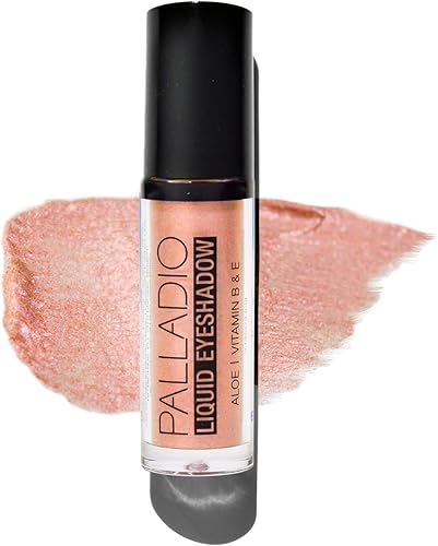 Palladio Liquid Eyeshadow, creamy shimmery formula that instantly adheres to the eyelid with flexible applicator wand for over 8 hours of smudge