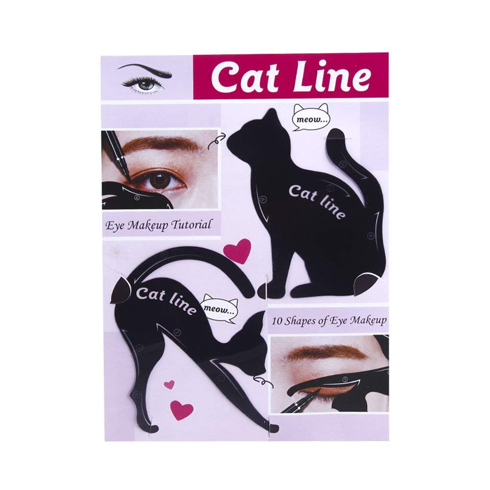 Garden Of Arts Cat Line Eyeliner Stencil, Smoky Eyeshadow Applicators Template Plate, Professional Multifunction Black Cat Shape Eye liner & Eye…