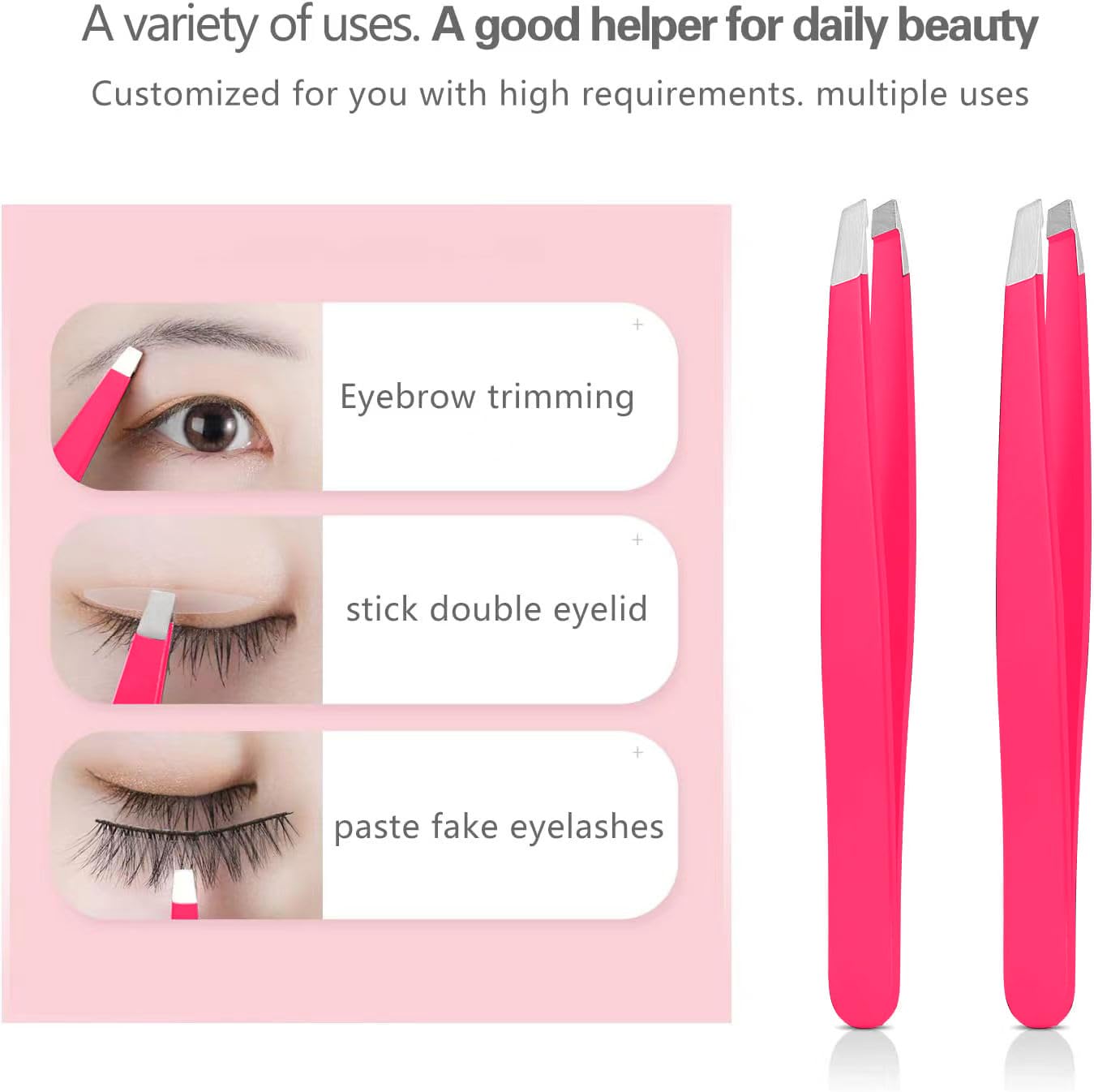 Tweezers Set, High Precision Stainless Steel Eyebrow Tweezers for Facial Hair, Inward Growing Hair and Splinter Remover Kit, Suitable for Women