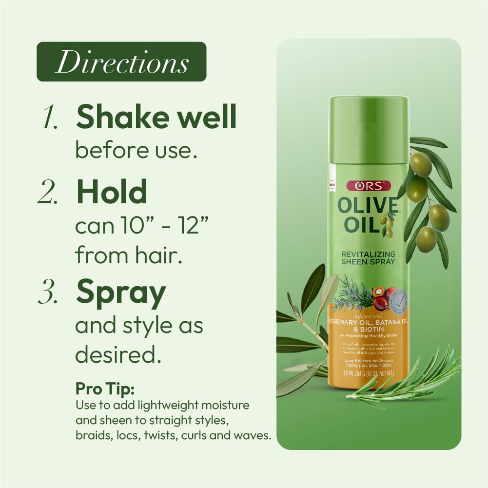 ORS Olive Oil Revitalizing Sheen Spray with Rosemary, Batana & Biotin Oil 10 Ounces