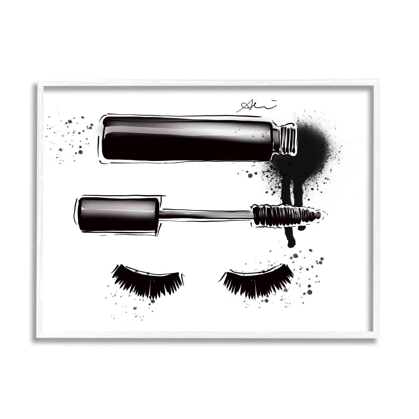 Stupell Industries Glam Mascara Lashes Makeup Framed Wall Art, Design by Alison Petrie