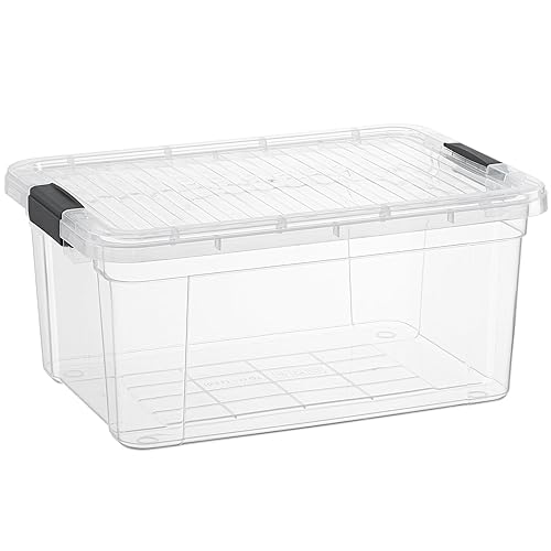 Superio Clear Plastic Storage Bin with Lid, 11 Qt, Non-Toxic, BPA Free, Odor Free, Organizer Storage Box, Stackable Plastic Tote for Home, Garage…