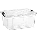 Superio Clear Plastic Storage Bin with Lid, 11 Qt, Non-Toxic, BPA Free, Odor Free, Organizer Storage Box, Stackable Plastic Tote for Home, Garage…