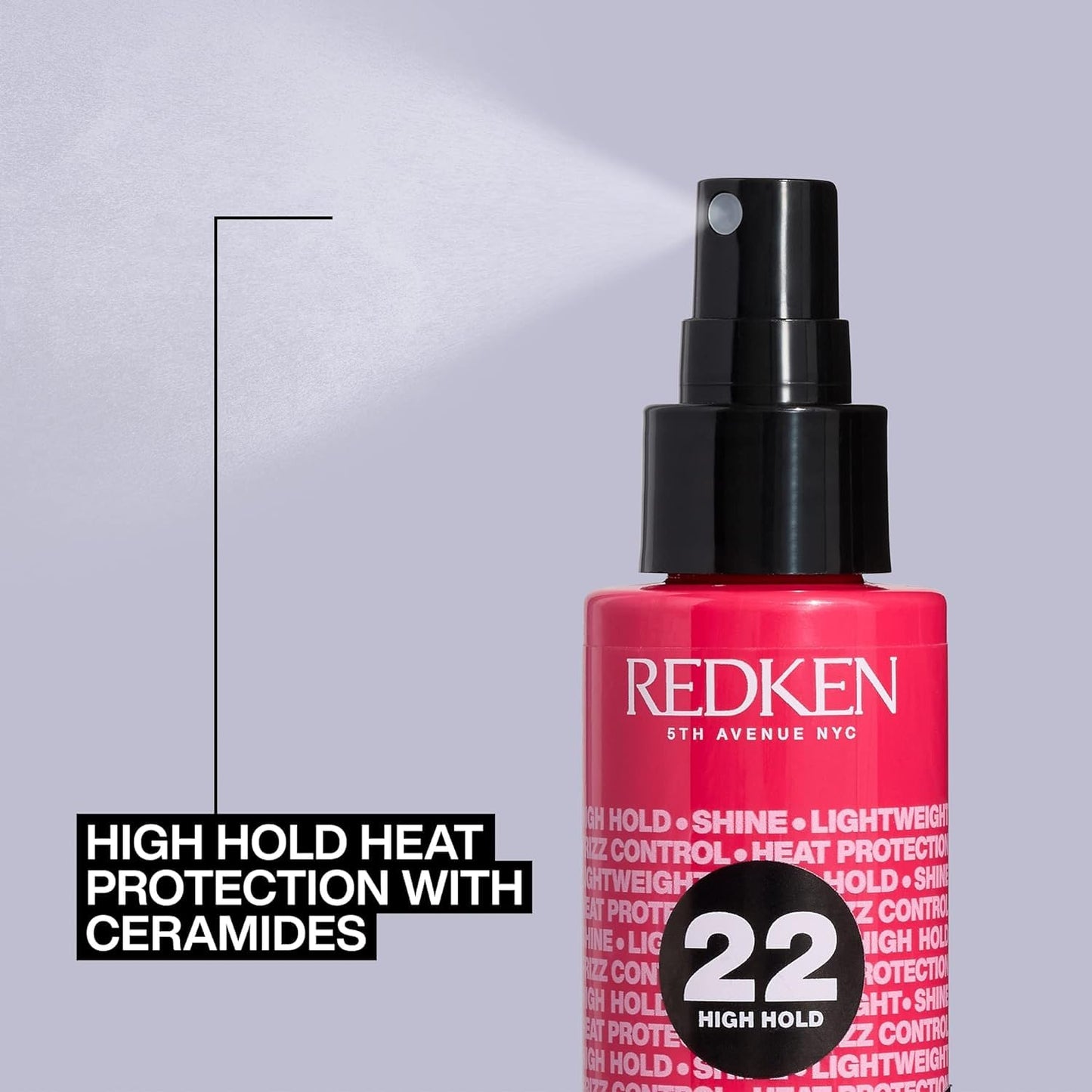 Redken Thermal Spray 22 – High Hold Heat Protectant & Setting Mist for Curling & Flat Irons, Long-Lasting Frizz Control & Damage Protection