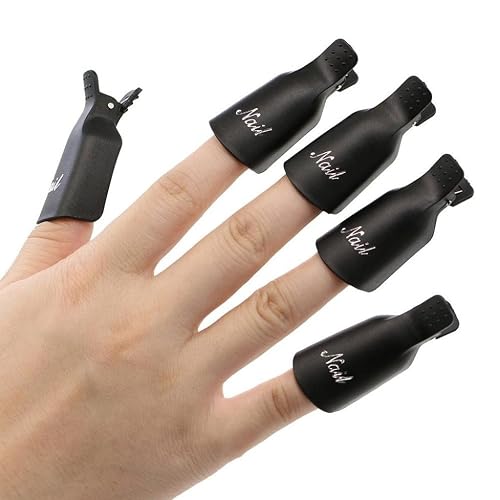 GOTD 10PC Plastic Nail Art Soak Off Cap Clip UV Gel Polish Remover Wrap Tool (Black 6) Beauty & Personal Care GOTD