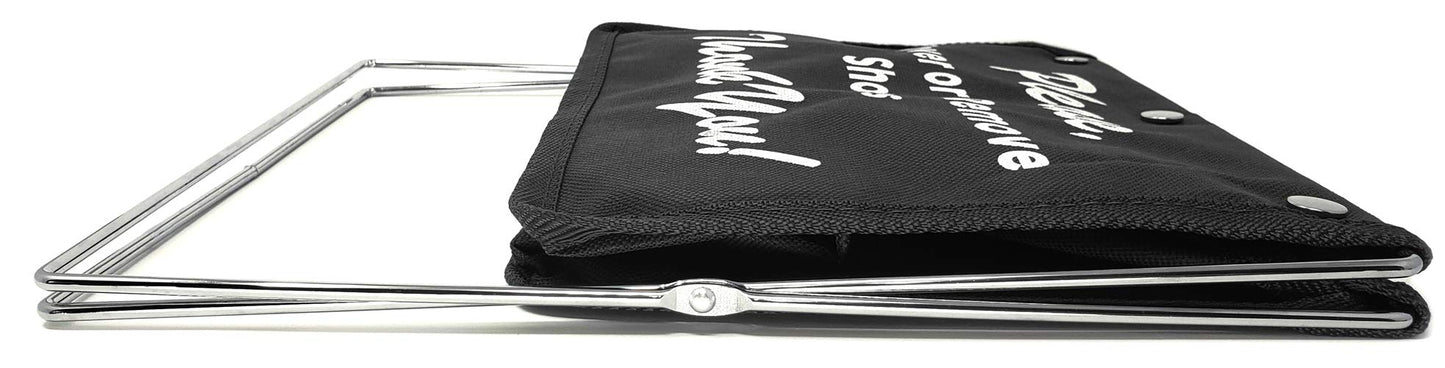 Mediz Foldable Shoe Cover Holder (Black) with Bonus: 1 Door Hanger with Designs on Front and Back - Please Use Shoe Covers