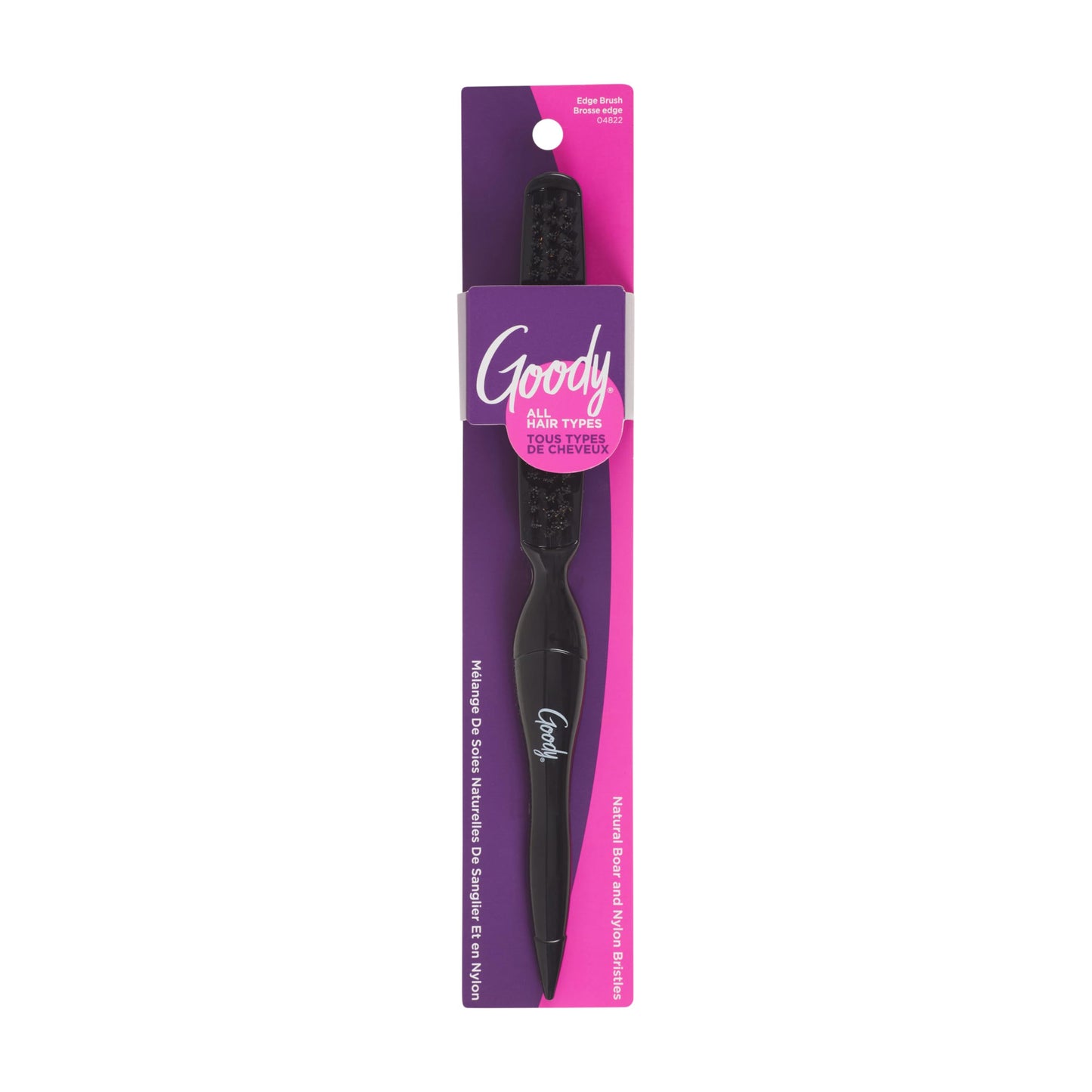 Goody Shine On Boar Edge Brush, Boar Bristle with Long Sectioning Tail, Smoothens Fly-Aways, Use as a Styling Brush, All Hair Types, Textures