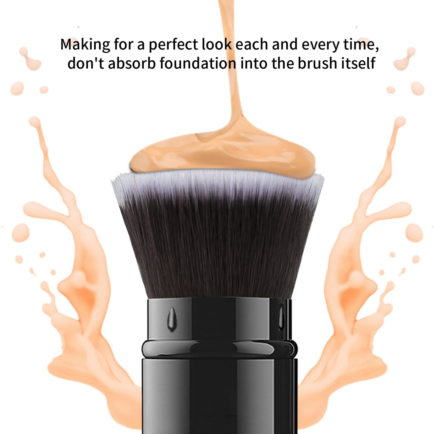Falliny Makeup Brushes, Retractable Travel Kabuki Powder Foundation Brush, Portable Face Liquid Foundation Sunscreen Brush with Cover for Blending