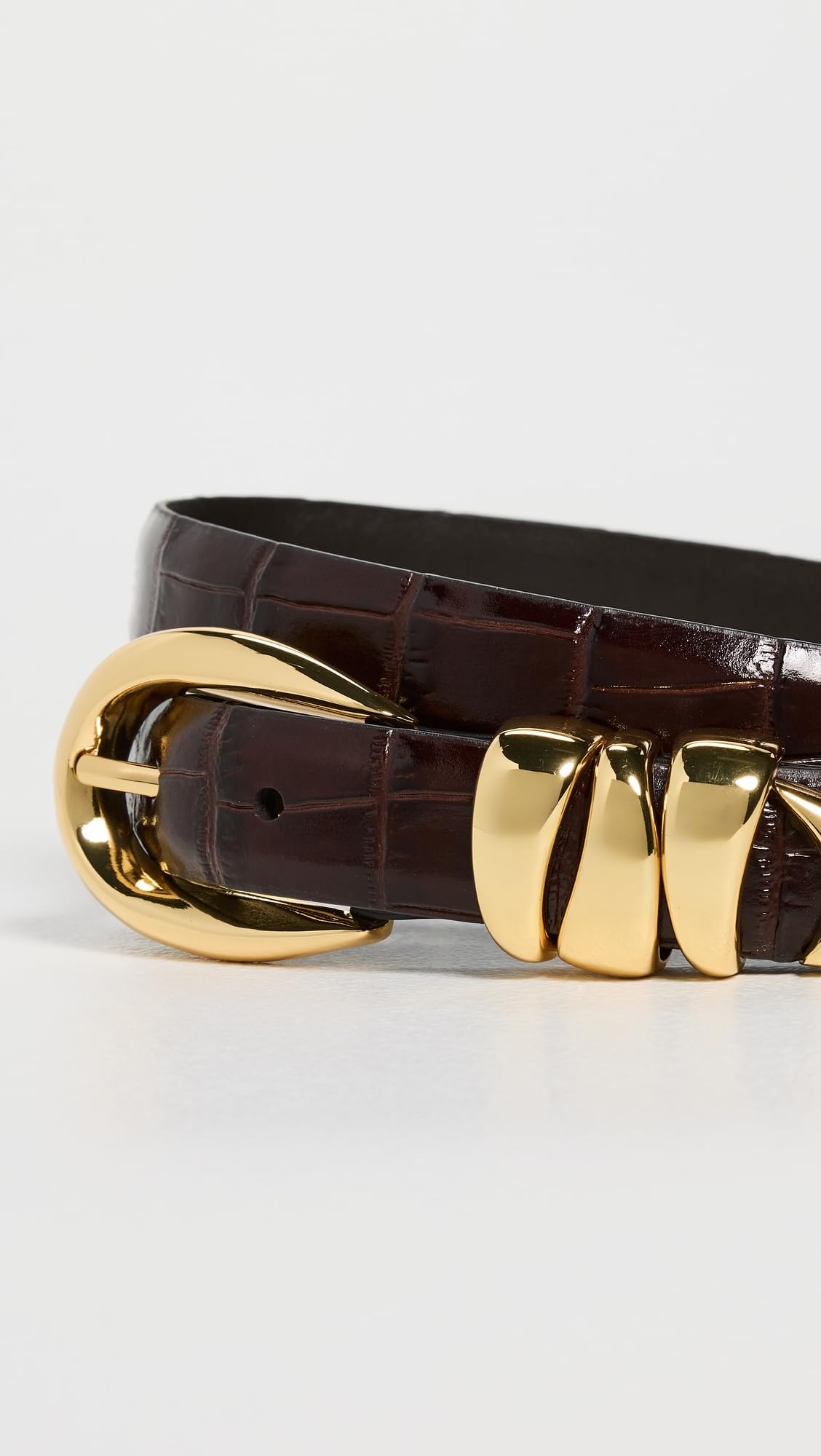 Madewell Women's Triple Keeper Belt: Croco, Chocolate Raisin, Brown, Gold, Medium