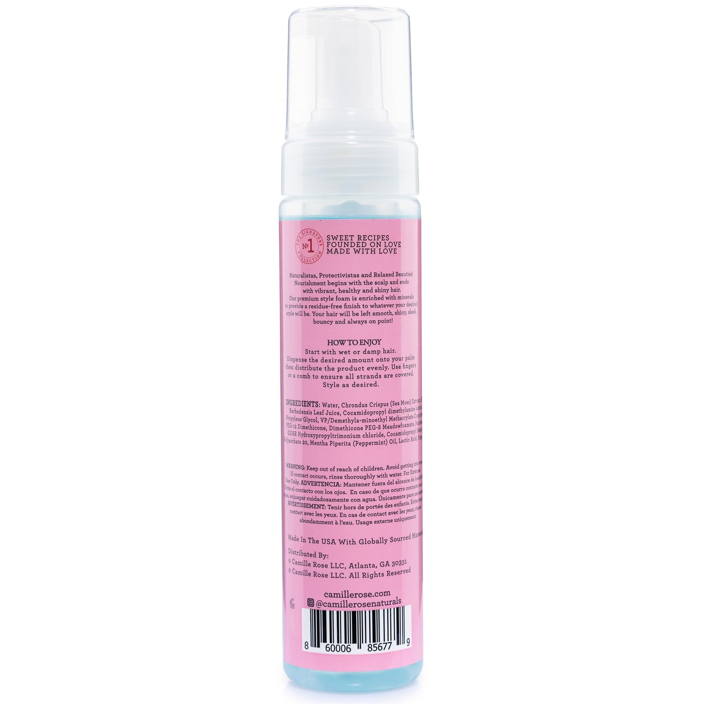 Camille Rose Style & Set Foam, Mint Condition - Sea Moss & Aloe Vera Hair Styling Mousse, Curl Defining, Volumizing + Frizz Control, 8 Oz