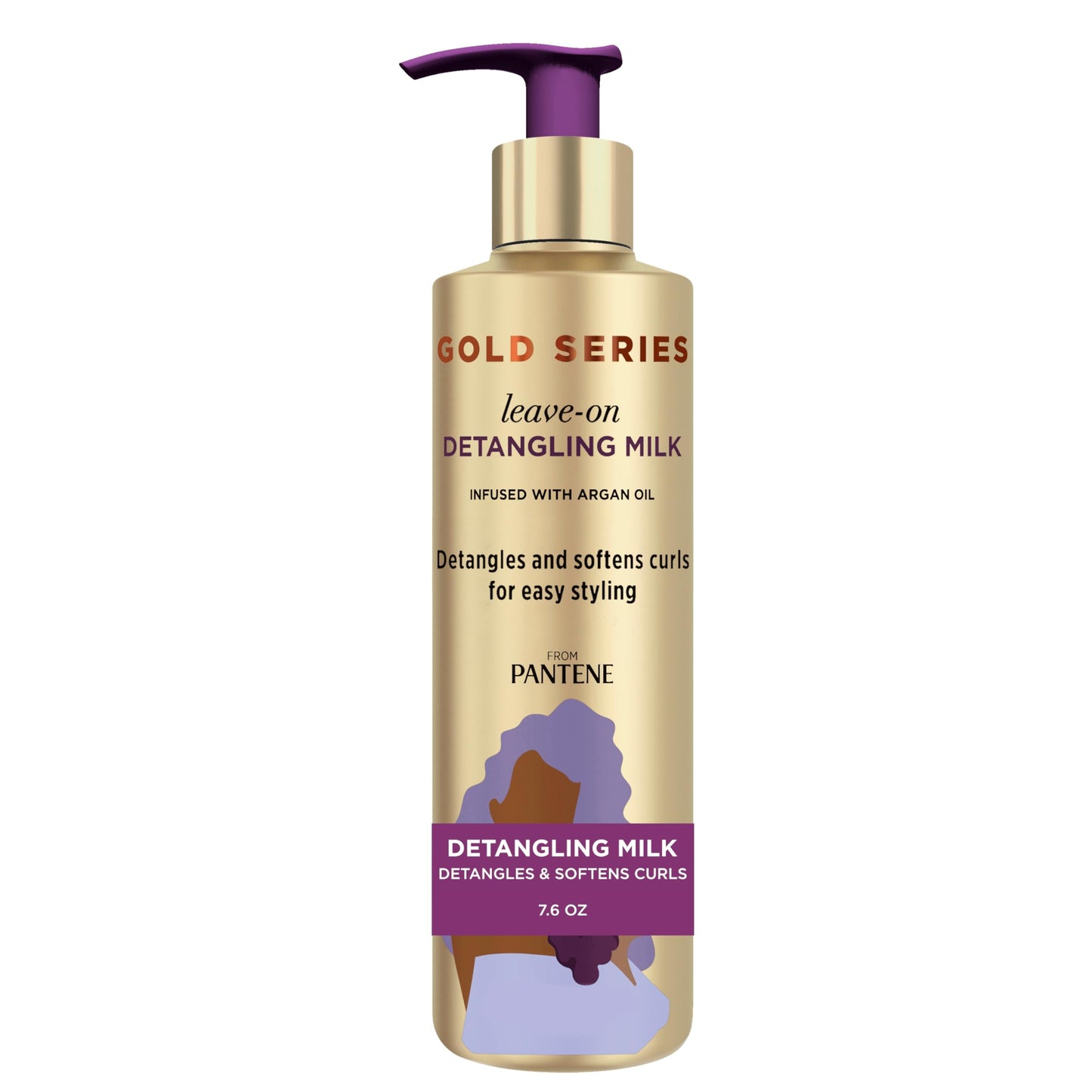 Pantene Gold Series Detangling Milk Hair Treatment for Curly Hair, Natural and Textured Hair, 7.6 Fl Oz Leave-On Hair Detangler Infused with Rich