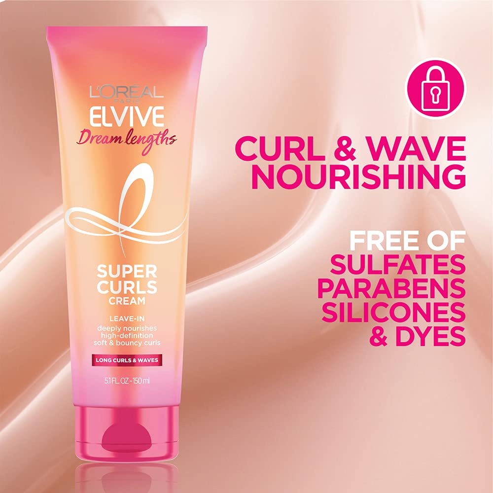L’Oréal Paris Elvive Dream Lengths Super Curls Cream Leave-In, 5.1 Ounce
