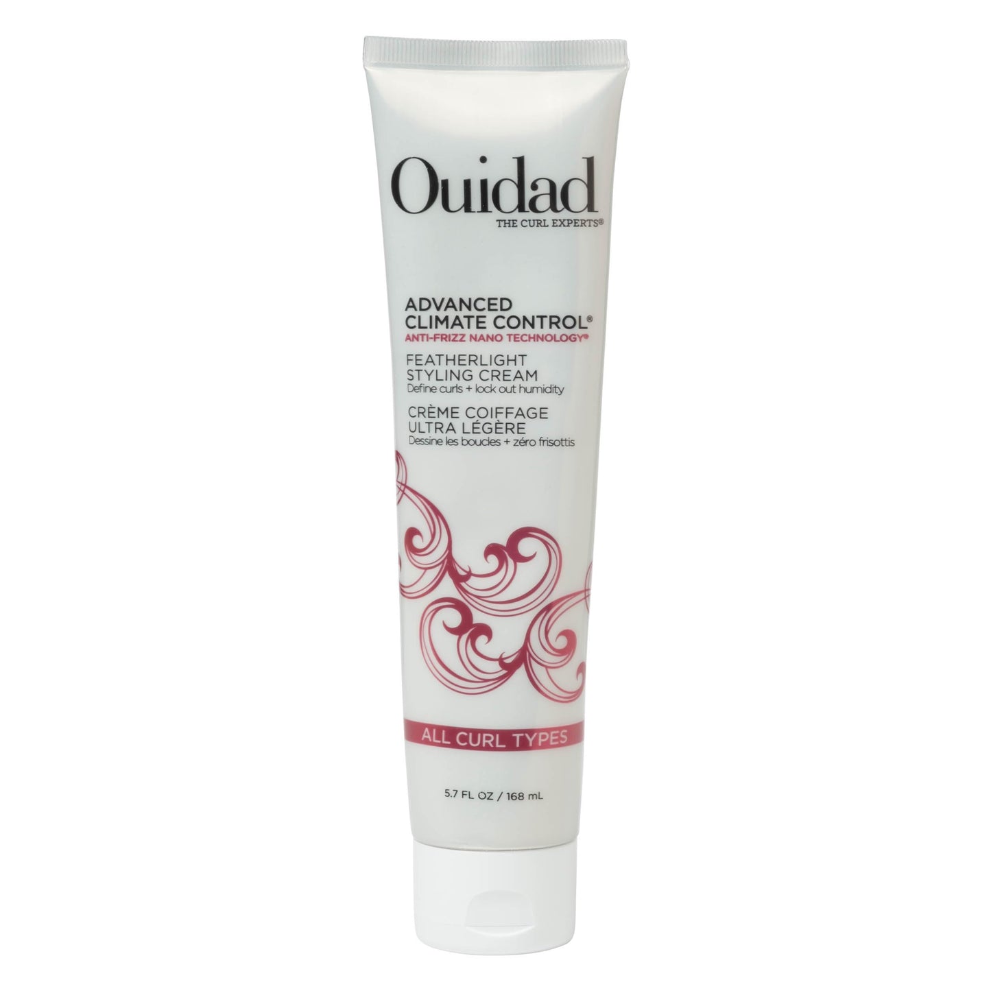 Ouidad Advanced Climate Control Styling Cream, 5.7 fl oz, Featherlight Curl Cream for Curly Hair, Shiny, Hydrated & Frizz-Free Curls, Sulfates