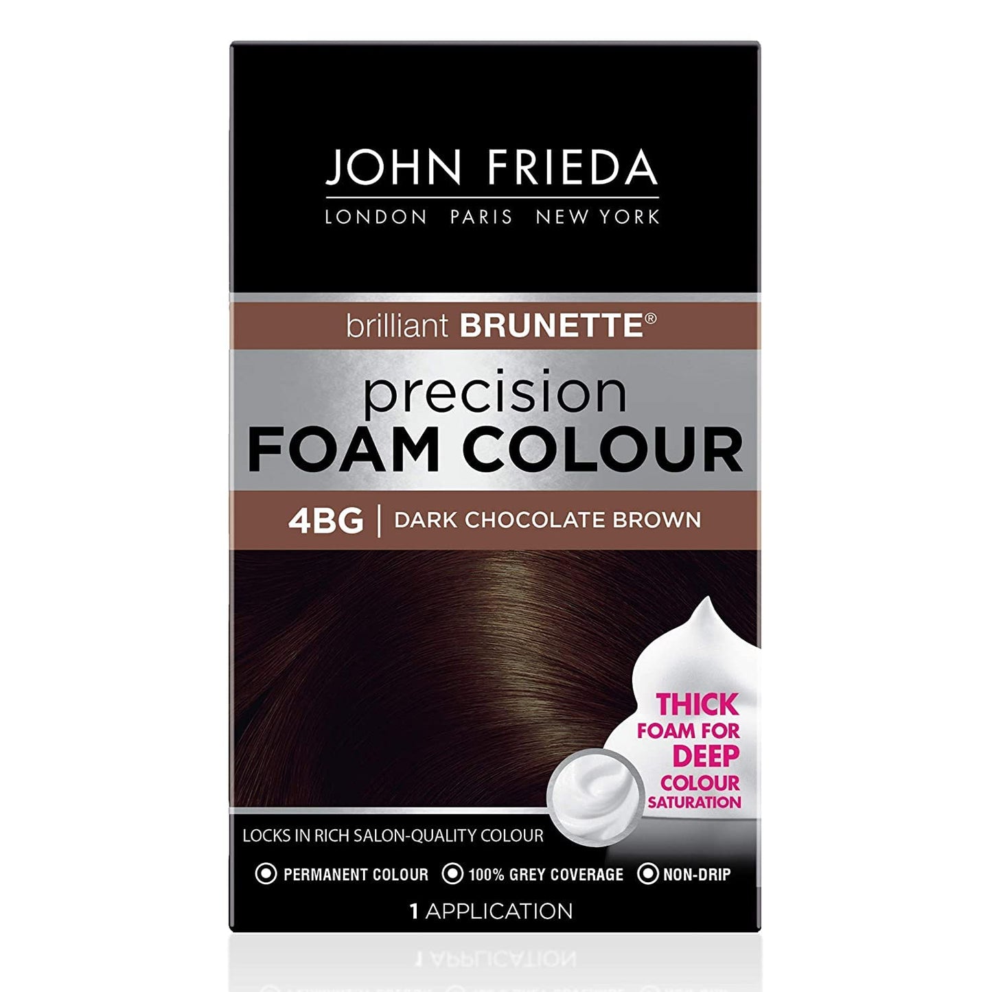 John Frieda Precision Foam Hair Colour, Dark Chocolate Brown 4BG, 2 pk