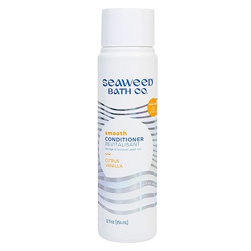 Seaweed Bath Co. Smooth Conditioner, Citrus Vanilla Scent, 12 Ounce, Sustainably Harvested Seaweed, Borage and Broccoli Seed Oils, For Curly
