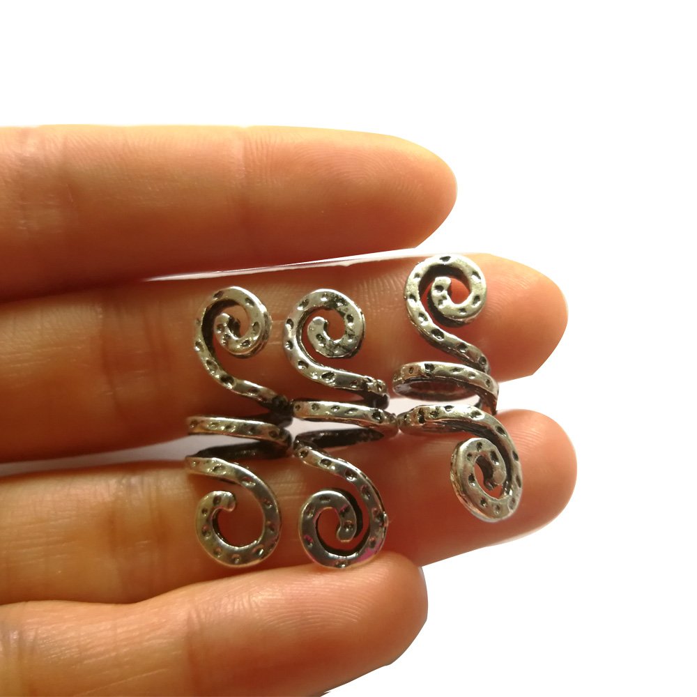 LQQQL Vikings Spiral Hair Beads Rings - Dreadlock Accessories, Norse Hair Coils & Pendants for Braids, Beards, Bracelets DIY (3 Small pcs)