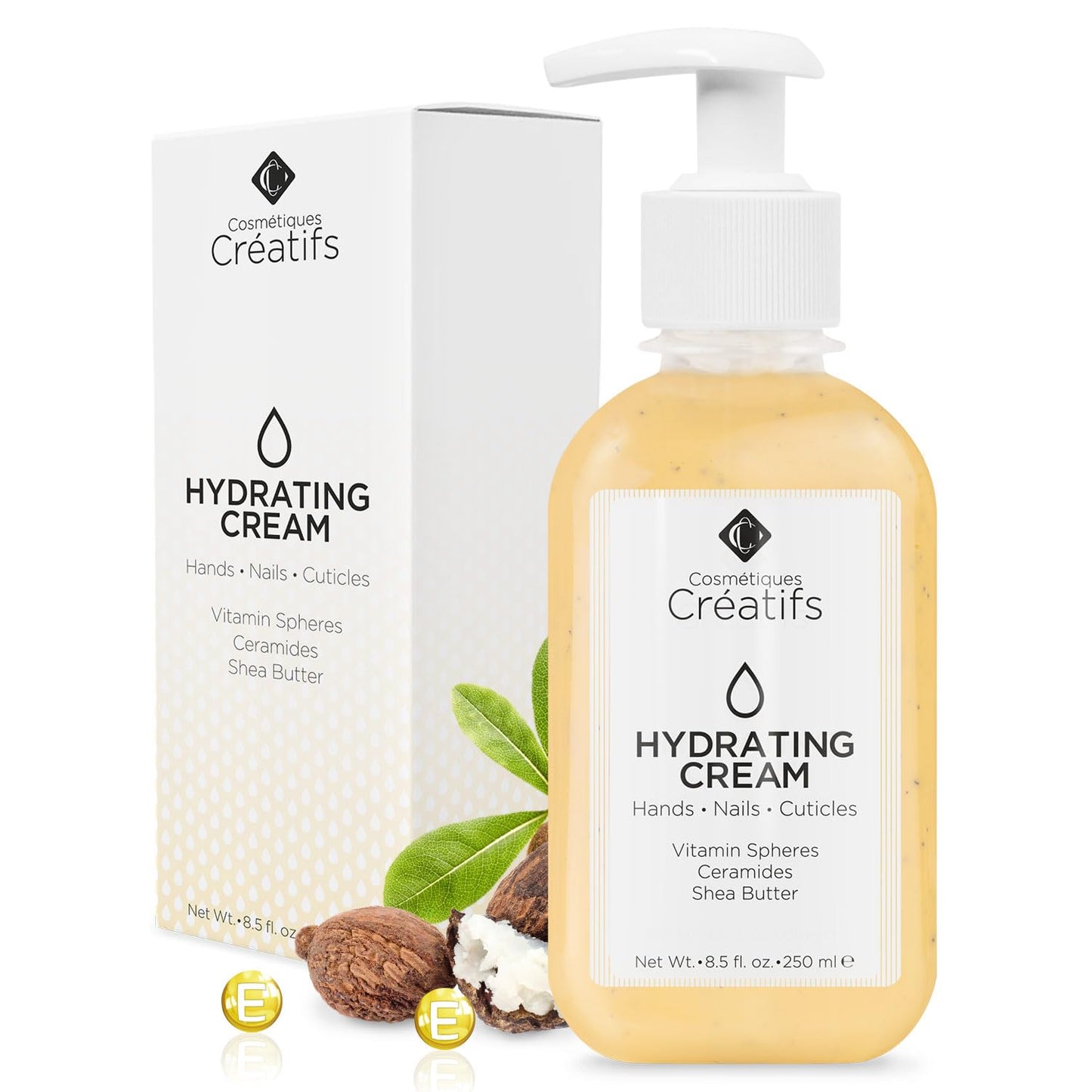 Cosmétiques Créatifs Moisturizing Hand Cream for Dry, Cracked Hands, Nails and Cuticles - 8.5 fl. oz. - Anti-Aging Skin Moisturizer with Vitamin E
