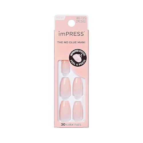 Kiss Impress No Glue Mani Press On Nails, 'Serendipity', Pink, Medium Size, Coffin Shape, Includes 30 Nails, Prep Pad, Instructions Sheet, 1 Manicure Beauty & Personal Care imPRESS