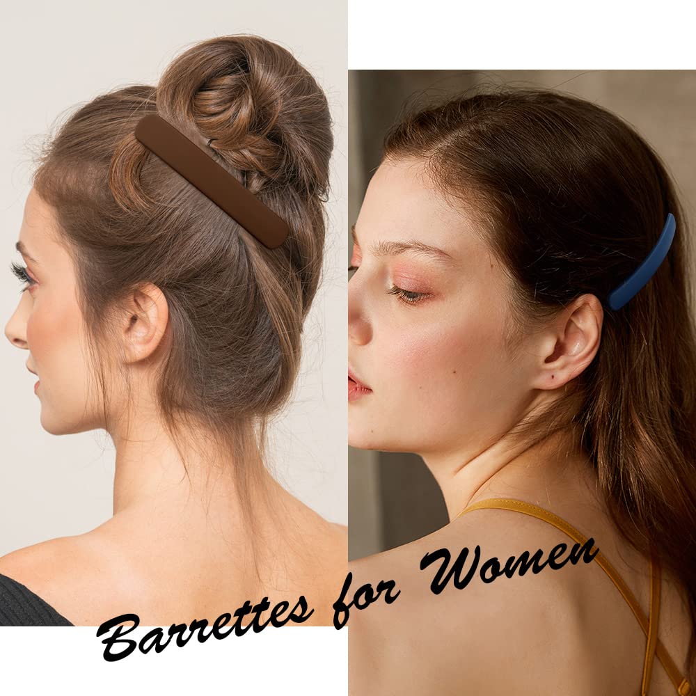 ATODEN Hair Claw Clips for Women - 3Pcs Matte Barrettes for Thin Fine Hair, 3.54" Flat Pins, French Clips for Short Medium Hair, Hair Accessories