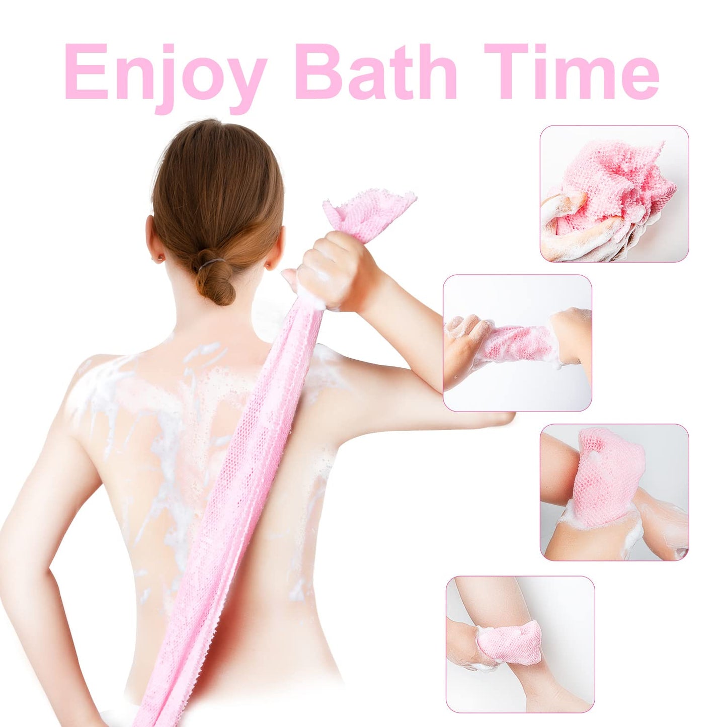 Gugull 3 Pcs African Exfoliating Net Sponge African Bath Sponge Scrubbing Rag Net African Wash Shower Long Net Body Scrubber