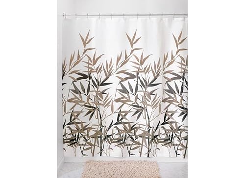 iDesign Anzu Fabric Shower Curtain Water-Repellent and Mold- and Mildew-Resistant for Master, Guest, Kids', College Dorm Bathroom, 72" x 72", Black…
