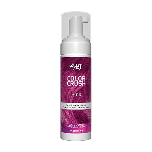 Splat Color Crush Bold Foam Hair Color, Pink, 5 oz., Refresh Vivid Colors in Just 10 Minutes, Lasts Up to 10 Washes, Buildable Foam Hair Product
