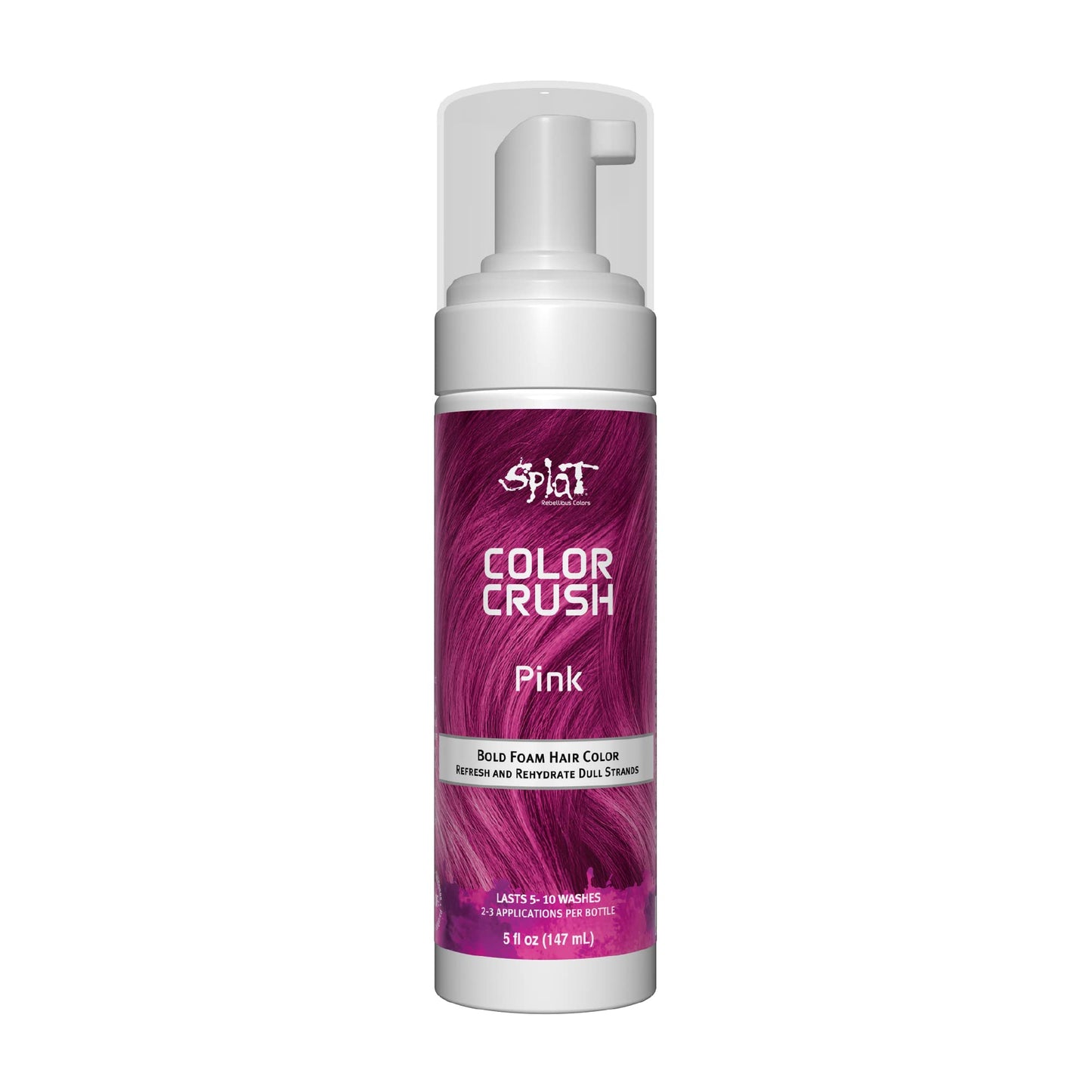 Splat Color Crush Bold Foam Hair Color, Pink, 5 oz., Refresh Vivid Colors in Just 10 Minutes, Lasts Up to 10 Washes, Buildable Foam Hair Product