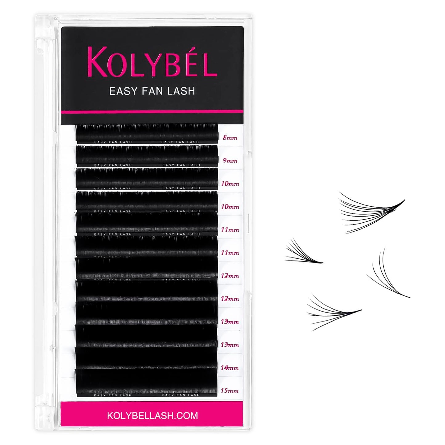 KOLYBEL Eyelash Extensions Easy Fan Lashes 0.07 Thickness D Curl 18mm Single Length Auto Blooming Lash Extension Volume Lashes Lasting Self Fanning