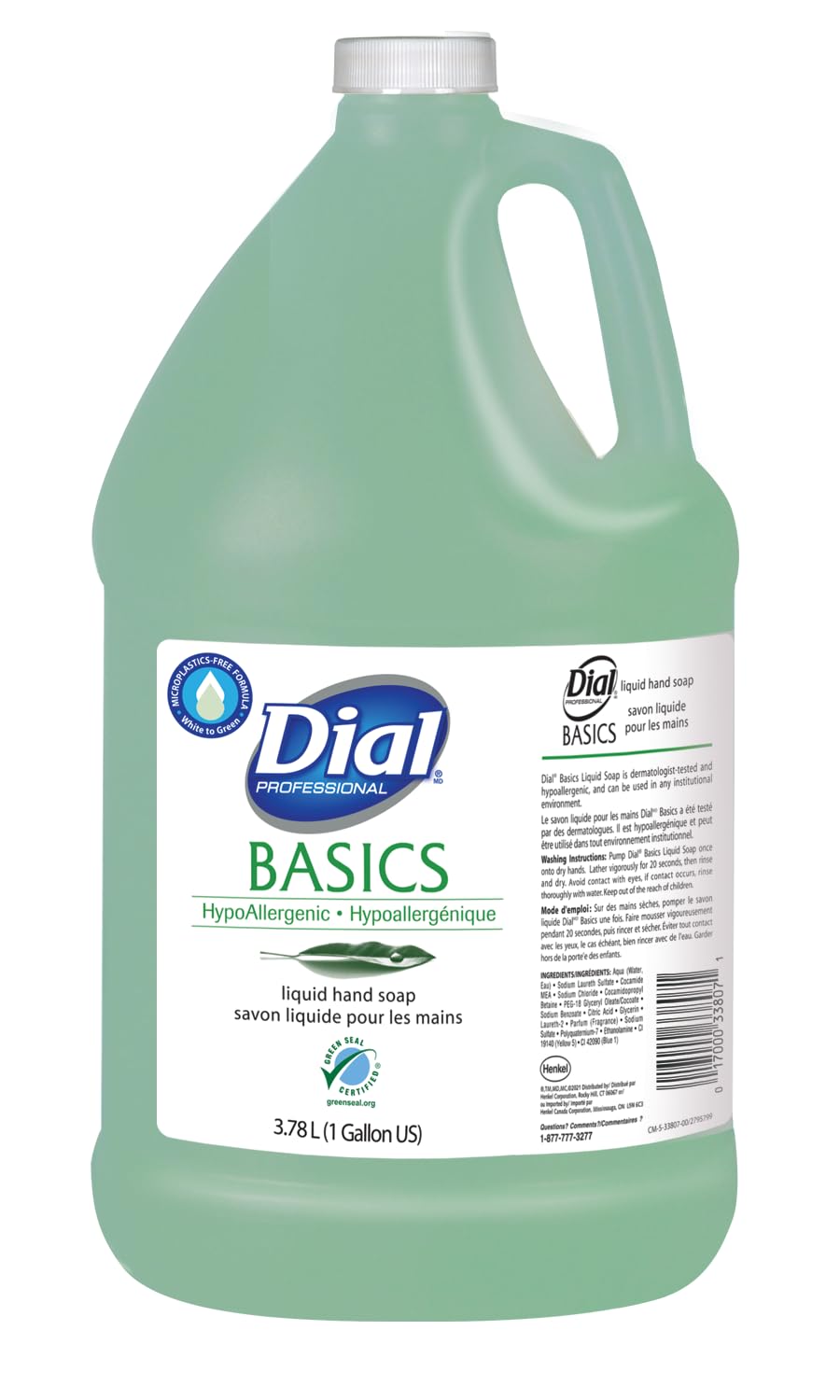 Dial Professional Basics Hypoallergenic Liquid Hand Soap , 1 Gallon Refill Bottle, 128 Fl Oz Beauty & Personal Care Dial